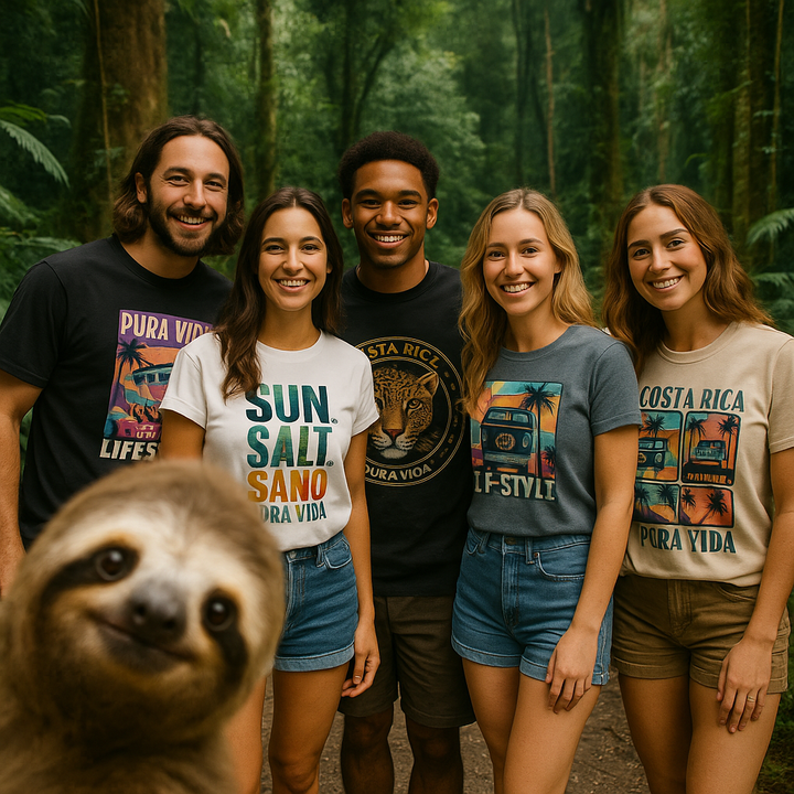 👉 "Unisex t-shirt featuring a vintage Volkswagen Combi van with 'Pura Vida' text, representing Costa Rica’s laid-back surf and travel culture."