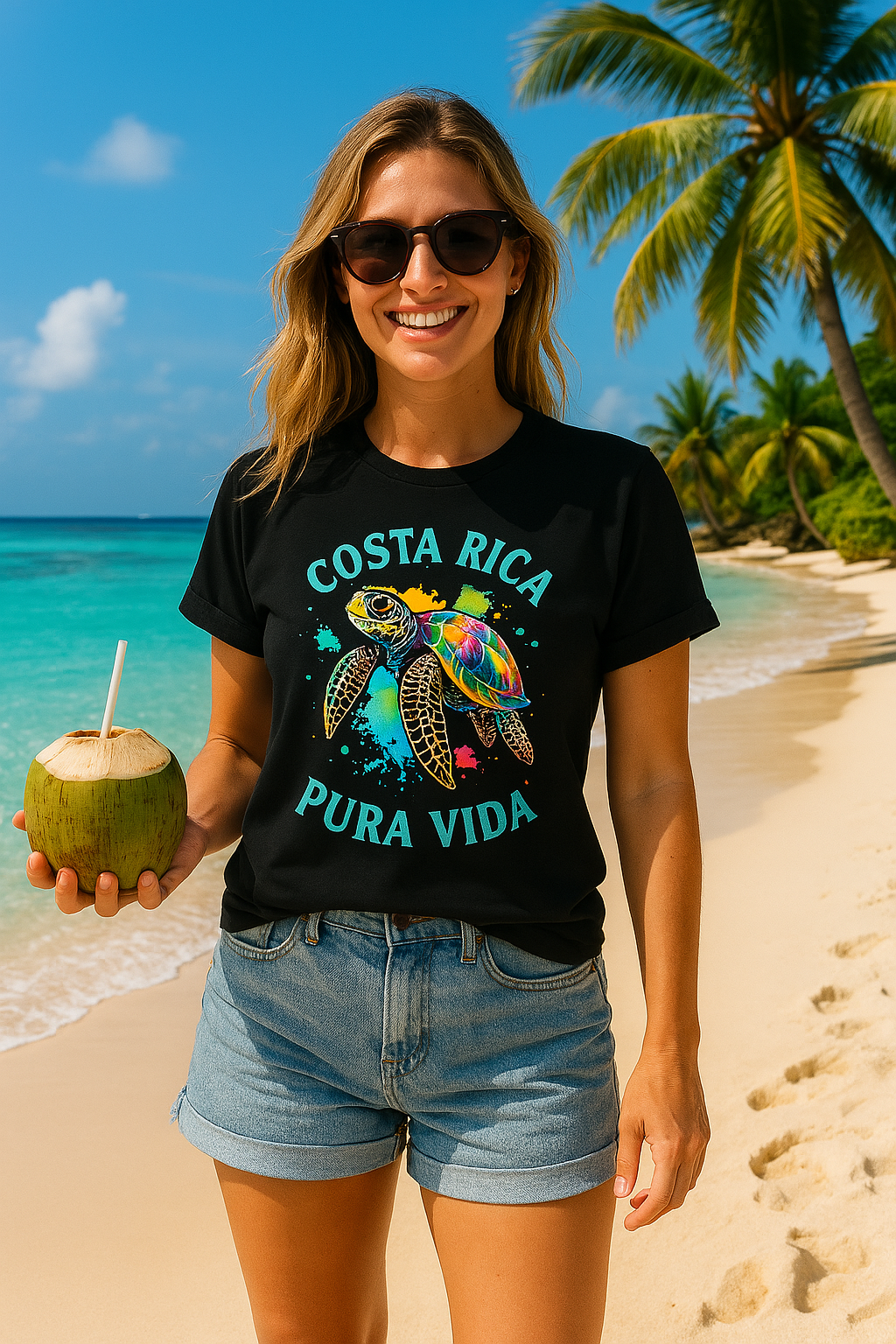 👉 "Unisex t-shirt with a 'Tortuga Baula' design, celebrating Costa Rica’s incredible sea turtle conservation efforts and the beauty of its coastal habitats."
