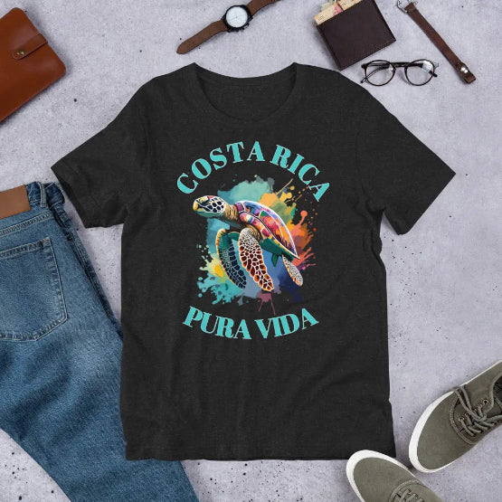 👉 "Unisex t-shirt with a 'Tortuga Baula' design, celebrating Costa Rica’s incredible sea turtle conservation efforts and the beauty of its coastal habitats."