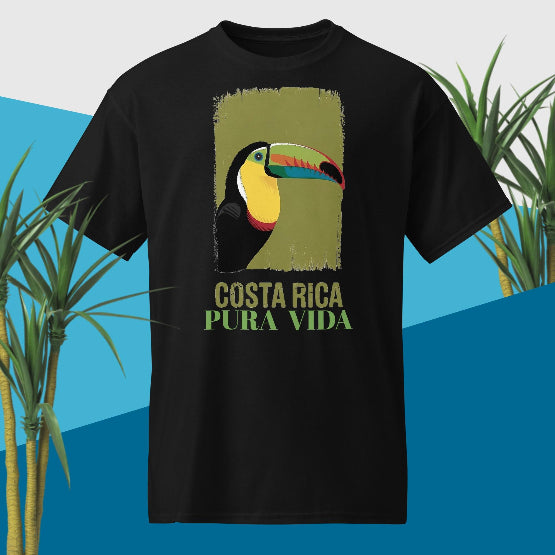 👉 "Unisex t-shirt featuring a colorful toucan design, inspired by Costa Rica’s vibrant wildlife and tropical forests – perfect for nature and bird lovers."