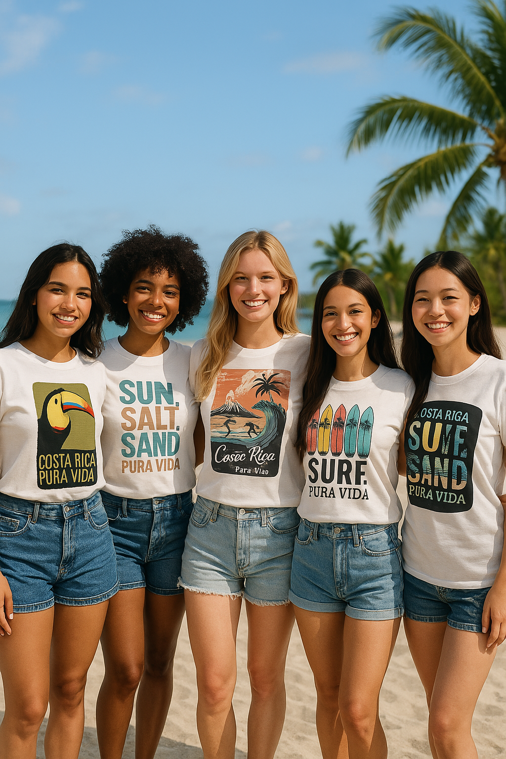 👉 "Unisex DryBlend® t-shirt with a 'Surfing CR' graphic, showcasing tropical waves and Costa Rica’s surfing culture."